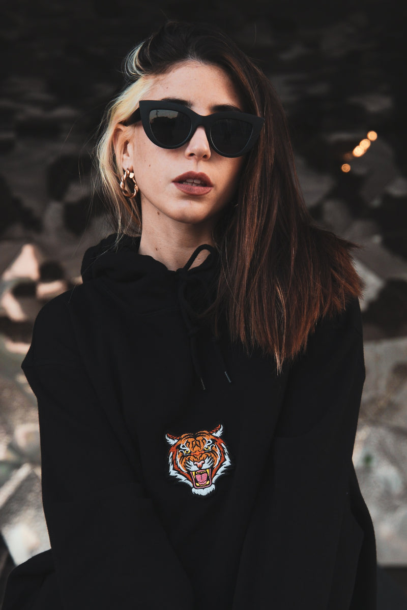 Black Hoodie AW (GENDERLESS) - Tiger Soul Barcelona